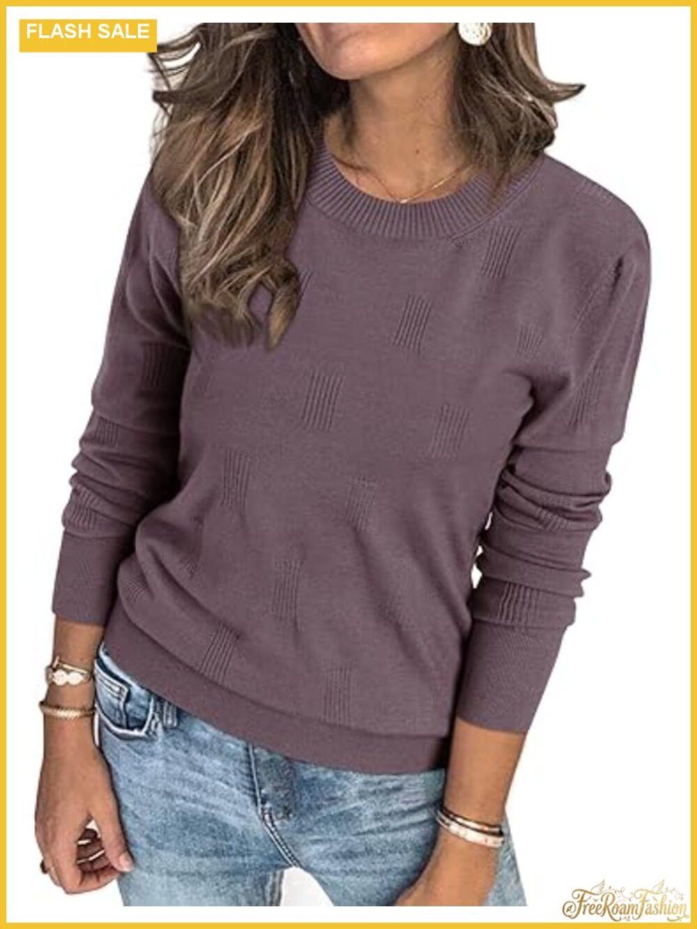Women's Soft Knit Crew Neck Pullover Sweater Long Sleeve Business Casual Top